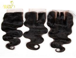 Middle3 Part Braziliaanse Body Wave Vetersluiting Grade 6A Maagdelijk Braziliaans Menselijk Haar Sluiting Goedkope Kanten Top Sluitingen Maat 4qu8002585