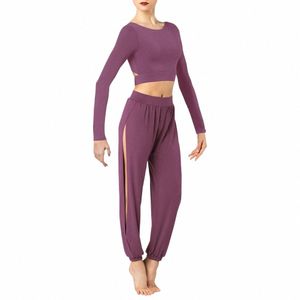 Midee Lyrische Dans Pak voor Meisje Crop Top met Broek 2 Stuk Ctemporary Ballet Training Stage Performance Outfit voor vrouwen 17Ji #