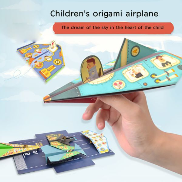 Aviones de papel de Origami creativos para niños Mideer, juguete educativo de avión artesanal a todo Color plegable DIY para padres e hijos