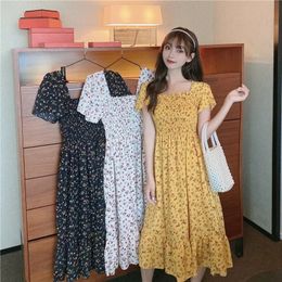 Vêtements midi Robes femelles noires florales 2024 Fleur satinée Robe femme en soie en mousseline de soie jaune y2k