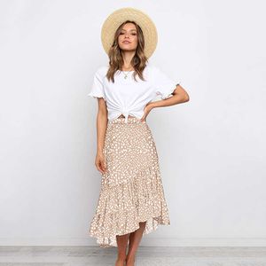 Midi rok vrouwen onzichtbare rits Chiffon dot geprinte meisjes lange rokken