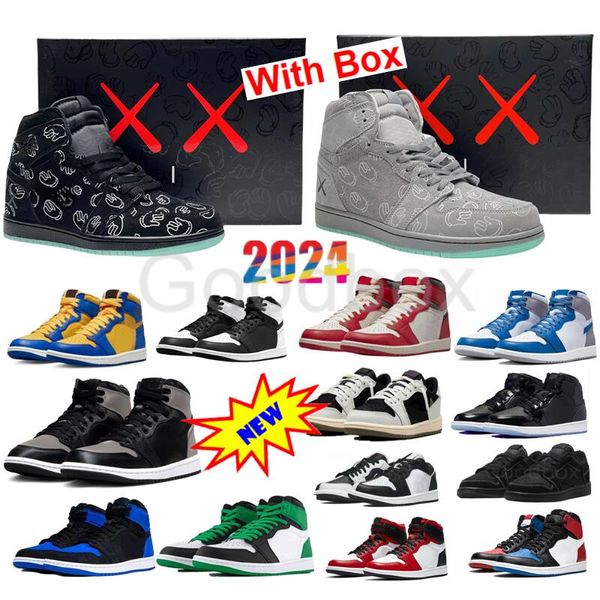 Dusted Clay 1s KAWS Satin Shadow 1 High OG Reverse Panda Chaussures de basket-ball High Sport Red 85 Metallic Burgundy Lost and Found avec boîte Chaussure pour homme Bred 2024 Rebellionaire