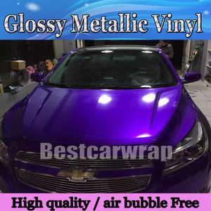 Midnight Purple Glossy Metallic Vinyl Wrap wrap Wrap avec Bubble Bubble Glossy Metallic Purple Candy Wrap Film Size1 52 20m Roll211e