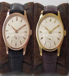 Middelgrote 37 mm luxe geel rosé goud horloge heren st19 mechanische handwinde beweging 5196 eta horloges calatrava lederen dames pols6449626