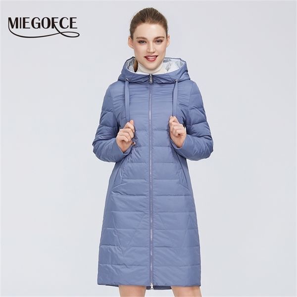 Miegofce design primavera jaqueta feminina casaco à prova de vento quente feminino parka europeu e americano modelo feminino casaco 201214