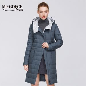 MIEGOFCE SpringWomen's Veste en coton Manteau coupe-vent Femme Longueur moyenne Collier résistant avec capuche Overhead 210819