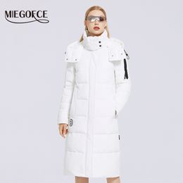 Miegofce Winter Long Womens Cotton Coat H -versie van eenvoudige en modieuze vrouwen Parkas Winddichte jas overwonnen jas 201026