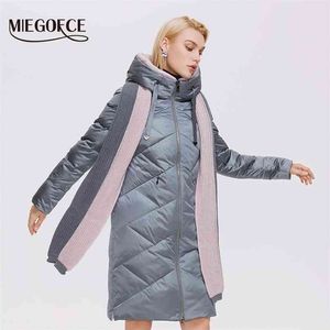 Miegofce Winter Dames Lange Parka Gewatteerde Jassen met Sjaal Hoge Kwaliteit Merkjas Dames Jassen D21815 210923