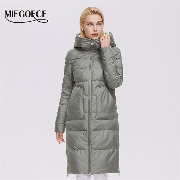 Miegofce hiver femmes Parka longue coton grandes poches dames manteau côté fermeture éclair manteaux matelassés vestes pour D21698 211013