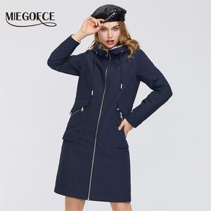 Mieogofce 2020 Nieuwe Spring Trench Coat Long Women S Wind Breakher Warm Katoen met Stand Collar Deign LJ200825