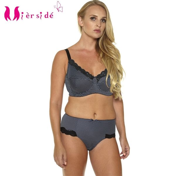 Mierside Hot femmes sous-vêtements sexy grande taille impression plus soutien-gorge ensemble 36 C D DD DDD E F G sexy slip décontracté et bralette BL953P ensemble Y200708