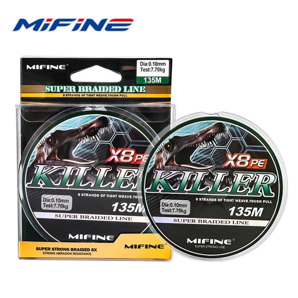 Mifine Killer x8 Mise à jour Ligne de pêche 135m 15lb56lb Super Strong 8 Strons Multifilament PE Carp Wire Accessoires 240407