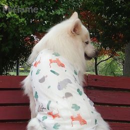 Miflame Big Dog Summer Wear Golden Retriever Samoye Labrador mignon imprimement mince moyen grand chiens gilet de protection solaire Vêtements de compagnie 240402