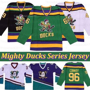 Mighty Ducks Film Gordon Bombay 96 Charlie Conway 99 Adam Banks Greg Goldberg 44 Fulton Reed Hockey Jersey 2960
