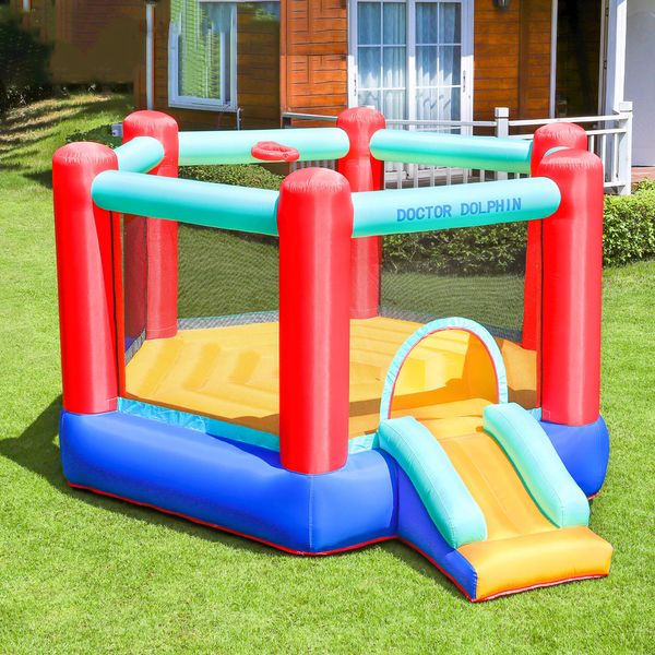 Mighty Gonflable Bounce House Castle Jumper Moonwalk avec souffleur Mini toboggan pour enfants extérieur intérieur videur sautant enfant en bas âge Pentagone trampoline jeu extérieur amusant