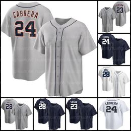 Camiseta de béisbol Miguel Cabrera 28 Javier Baez Kirk Gibson Jonathan Schoop Akil Baddoo Eric Haase Spencer Torkelson Willi Castro 17 Austin Meadows