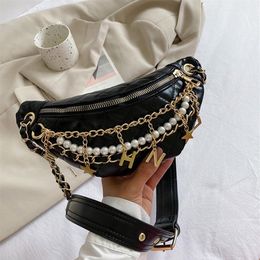 Mihaivina Femmes Belt Sac Pearl Taies dames cuir en cuir Fanny Pack Handy Girl Girl Chef crossbody épaule 220222274P