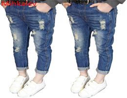 Mihkalev Mode enfants jeans déchirés pour fille jeans en détresse 2018 printemps enfants pantalons à trous cassés pantalons pour bébés filles costume3087261