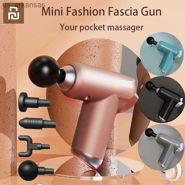 Mijia Eco-chaîne Nouvel LCD Mini Pistolet Fascia Pistolet De Massage Cervical Massage De Relaxation Musculaire 4 Têtes De Massage Bureau À Domicile Détendez-vous L230523