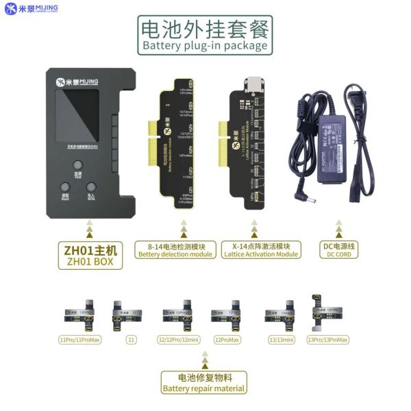 MIJING ZH01 DOT Matrix Repair Cable pour iPhone X-13/14 Pro Max Pas besoin de soudure Face ID ID Battery Health Repair Programmer Tools