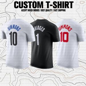 Mikal Bridges Ben Simmons Basketball Sports Club Fans Merk T-shirt met korte mouwen Prestatieoefening T-shirts