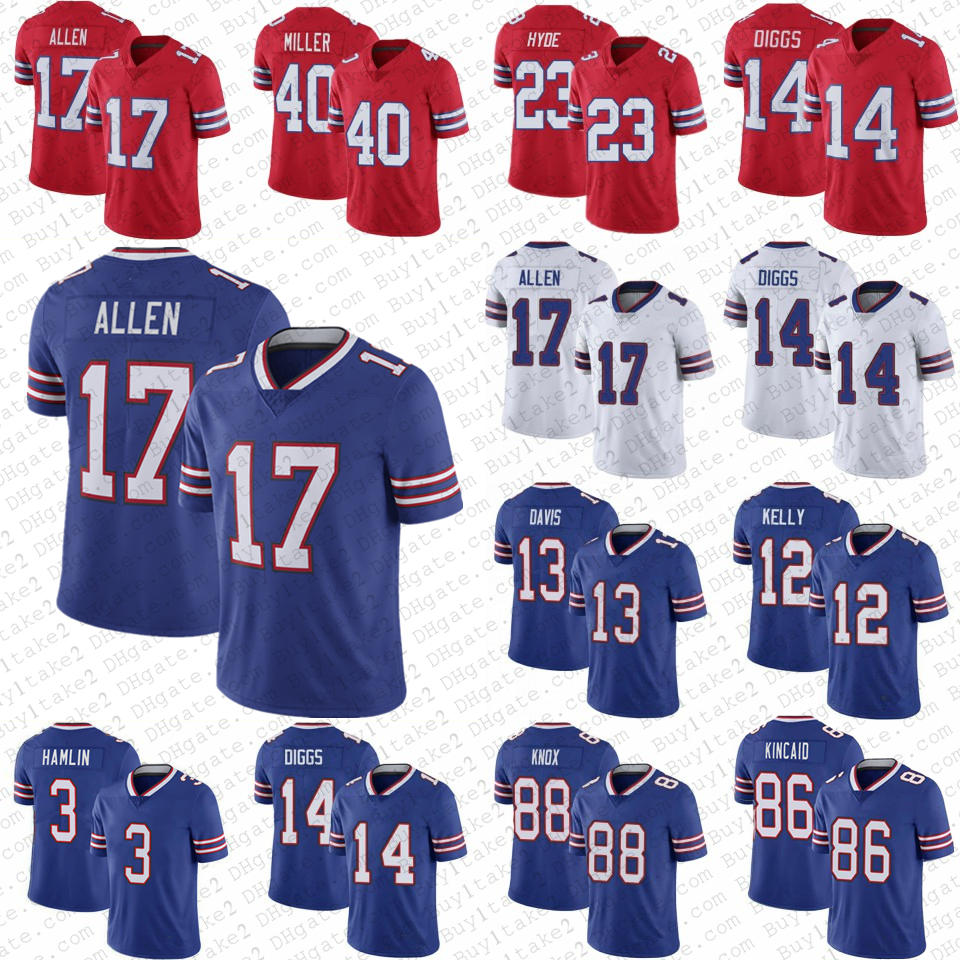 17 Josh Allen von Miller Stefon Diggs Football Jersey Dalton Kincaid Damar Hamlin Gabriel Davis Tre'davious White Dawson Knox Matt Milano James Cook Tyler Bass Kelly