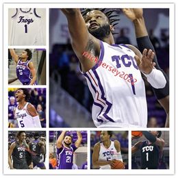 Mike Miles Jr. TCU Frogs Horned Basketball Jersey Mens Youth 2 Emanuel Miller 5 Chuck Obannon Jr. 0 MICAH PEAVY 3 PJ HAGGYTY COUTÉE CUSTUM