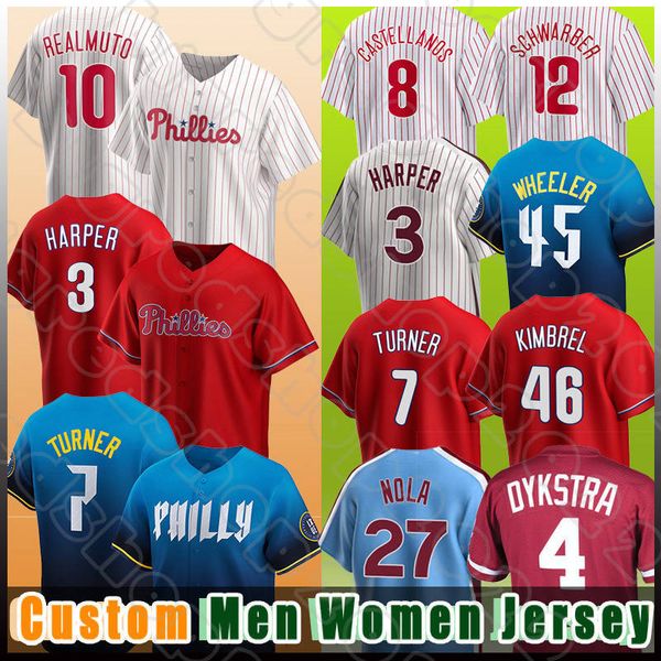 Zack Wheeler Baseball 3 Harper Jerseys 10 JT Realmuto Aaron Nola Bryce Brandon Marsh Kyle Schwarber Filis Nick Castellanos Seranthony Dominguez Alec Bohm Walker