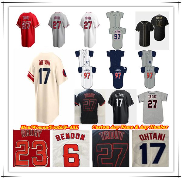 Camisetas de béisbol de LA Mike Trout Shohei Ohtani Hunter Renfroe Taylor Ward Brandon Drury Gio Urshela Luis Rengifo Zach Neto Patrick Sandoval Anthony Rendon ÁNGELES 4XL