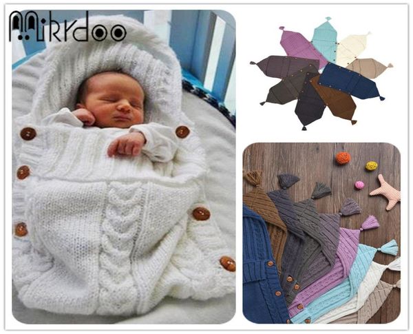 Mikrdoo 2017 Nueva manta de punto recién nacido Baby envoltura hecha a mano súper suave de dormir de algodón Jacquard Manta Plaza Tassel HA6523353