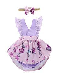 Mikrdoo-ropa para niña pequeña, vestido Floral, Pelele con manga con volantes y encaje, 2 uds., ropa Irregular para niño 8016755