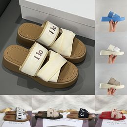 Mila Slide Criss-Cross Linen Sandals for Womens Ladies Canvas Borded Letters Borded Letters Designer Sandale Sandale Beach Zapatos Mulas Woody Sandal Cloe