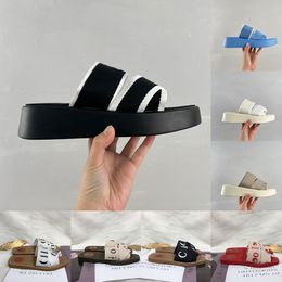 Mila Slide Criss-Cross linnen sandalen voor dames dames canvas geborduurde letters dia's Designer SANDALE SLIPPERS Zomerstrandschoenen muilezels houtachtige sandaal