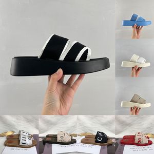 Mila Slide Criss-Cross en lin Sandales pour femmes en toile Broidered Lettres Slides Designer Sandale Slippers Summer Beach Shoes Mules Sandale boisée