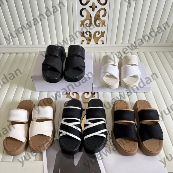 Mila Blanco Negro Beige Zapatillas Diapositivas Sandalias Planas Mules Mujer Lona Marrón Goma Verano Vela Encaje Letras Tela Nube Plataforma Suave