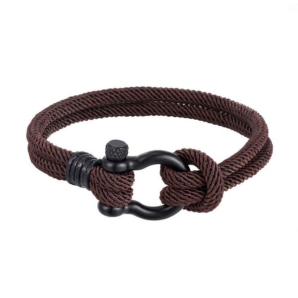 Bracelet en corde Milan pour hommes, Style polyvalent, en acier inoxydable noir, avec boucle en fer à cheval, sortie d'usine 247m