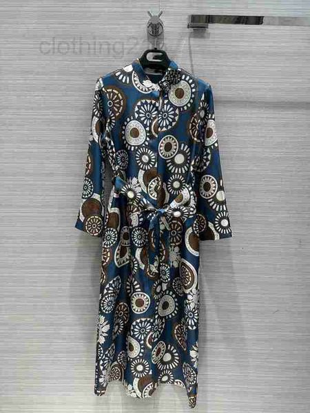 Milan – robe de défilé d'automne 2023, col rond, manches 3/4, imprimée, robes de styliste de marque du même Style, D17Q