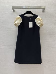 Milan Runway Dress 2024 Nieuwe lente zomer o nek korte mouw modeontwerper jurken merk dezelfde stijl jurk 1221-6