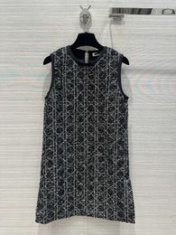 Milan Runway Dress 2024 Nieuwe Spring Summer O Neck Print Fashion Designer Dresses Merk dezelfde stijl jurk 0426-11