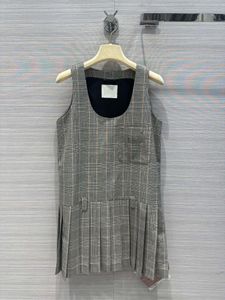 Milan Runway Dress 2024 Nieuwe zomer herfst o nek mouwloze modeontwerperjurken merk dezelfde stijl jurk 0521-3