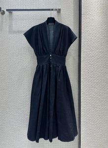 Milan Runway Dress 2024 Nieuwe Summer V Neck Mouwloze modeontwerpster Jurken Merk dezelfde stijl jurk 0520-1