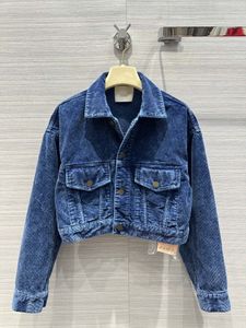 Milan Runway veste 2024 nouveau automne/hiver col Polo femmes à manches longues haut de Denim marque même manteau femmes concepteur manteau