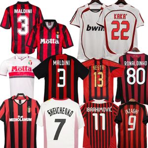 Футбольные майки MALDINI Milan Retro 93 94 KAKA NESTA INZAGHI Vintage 04 05 06 07 SHEVCHENKO GATTUSO PIRLO 02 03 ac Классические футбольные майки 88 89