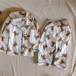 Milancel Herfst Kids Pyjama Set Boys Bear Pak Katoen Sleeperkleding Indoor Kleding 211130