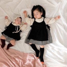 MILANCEL Baby Clothes 2 pcs Siblings Clothes Infant Girls Bodysuit Big Sisters Dress 2 pcs Baby Suit 210317