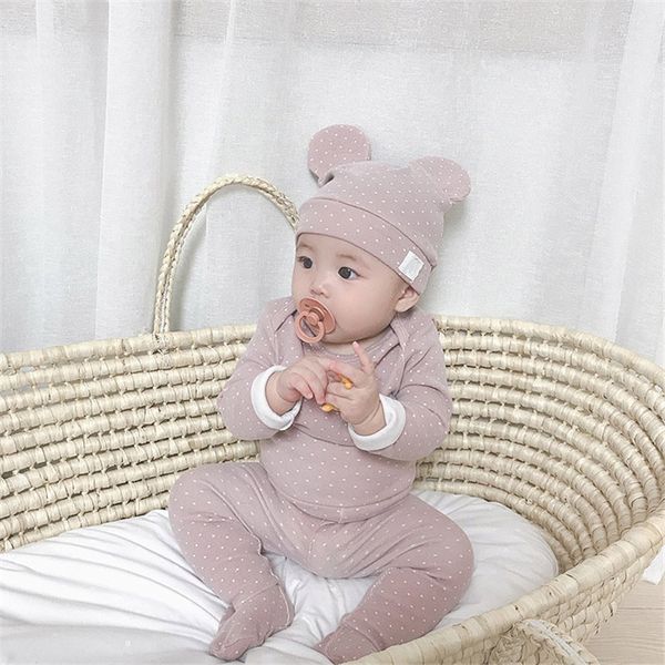 MILANCEL vêtements de nuit pour bébé en coton costume de couchage pour bébé ensemble de sommeil à pois avec chapeau gratuit dormeur pour bébé LJ200827