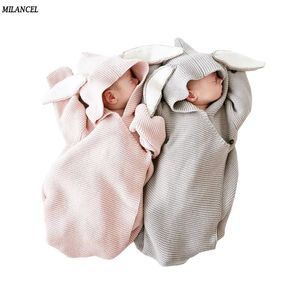 Milancel dekens envelop voor pasgeborenen covers konijn oor swaddling wrap fotografie pasgeboren baby meisje kleding LJ201014