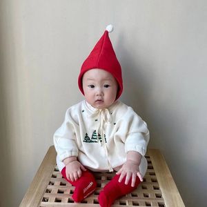 MILANCEL Kerstbabybodyhoed Hoed Babyfleecevoering Kerstboom Gedrukt Peuterjaarkleding 240323