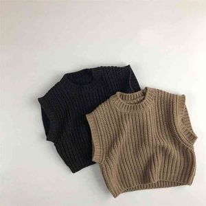 MILANCEL Vêtements pour enfants Pure Color Boys Vest Japan Style Girls Knitwear Vêtements d'extérieur décontractés 210818