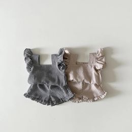 Milancel Summer Baby Clothing Set Peuter Ruffle Tee en Shorts 2pcs Girls Suits 240426